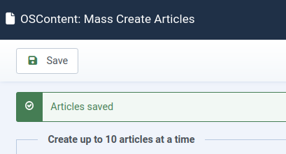 the articles saved message