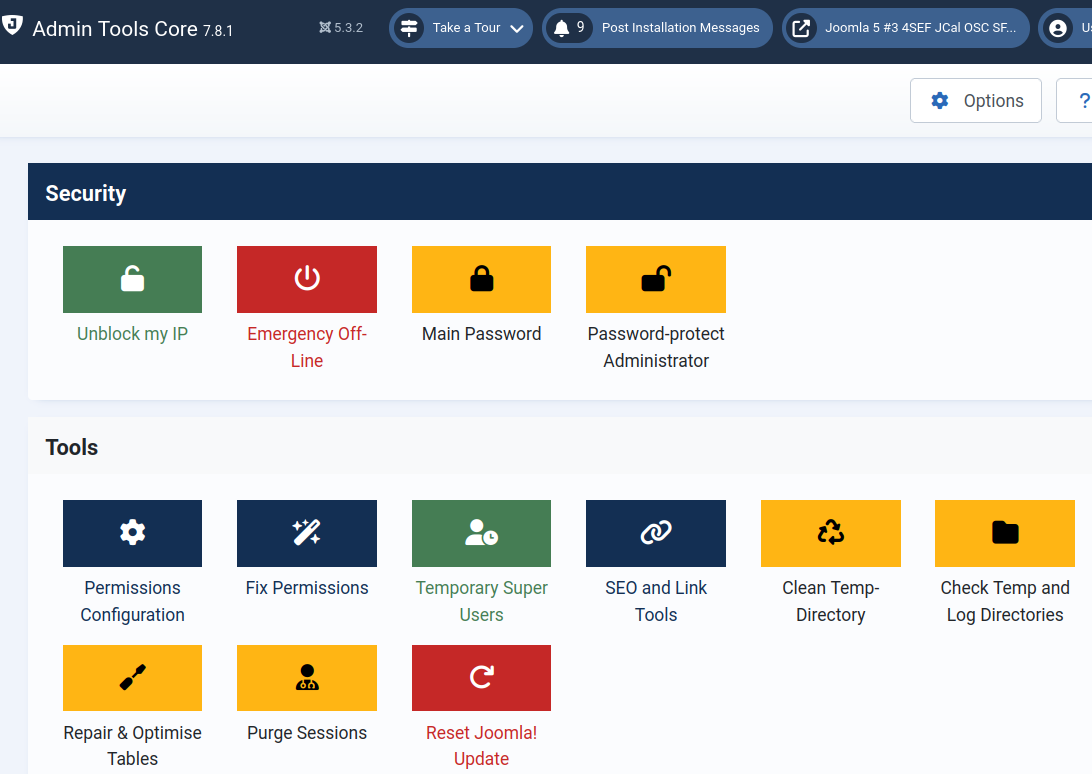 use the admin tools joomla extension
