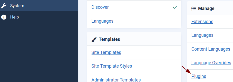 the plugins link