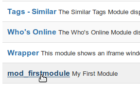 click mod firstmodule to install the module