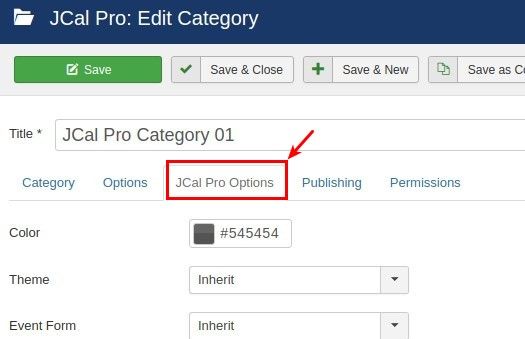 07 jcalpro options tab