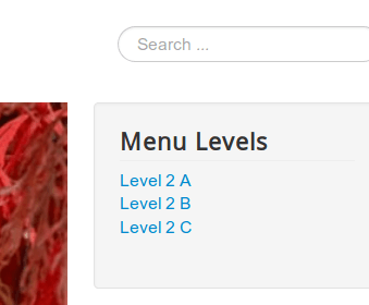 only level two menu items displayed