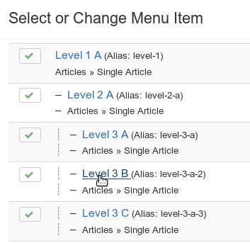 select level 3 menu item