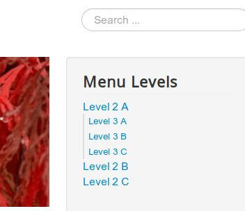 level 2 and level 3 menu items displayed