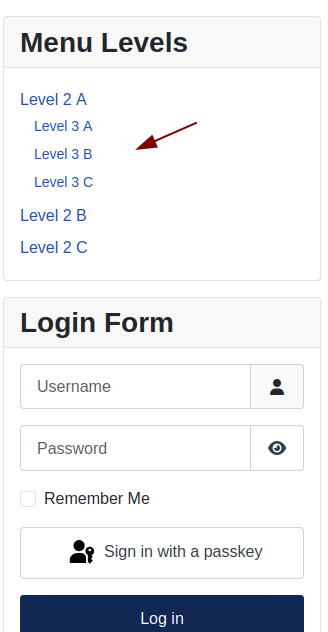 level 2 and level 3 menu displayed