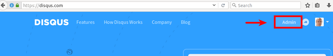 The Disqus.com admin link