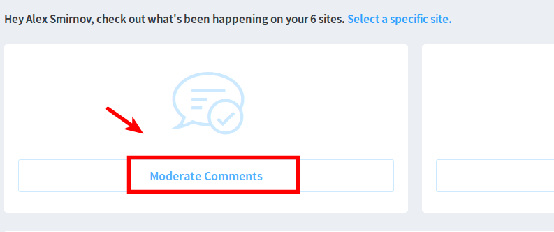 The moderate comments button inside Disqus