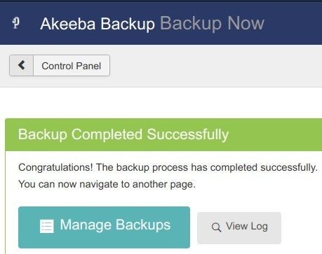 backup successfully finished