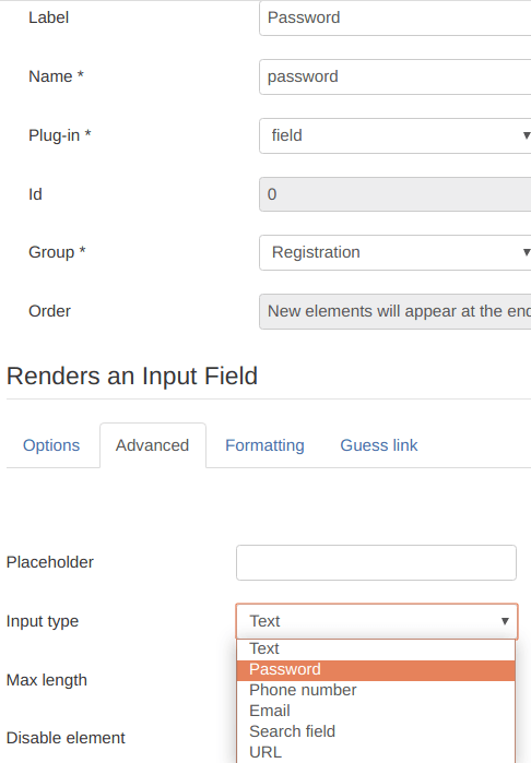 Password input type