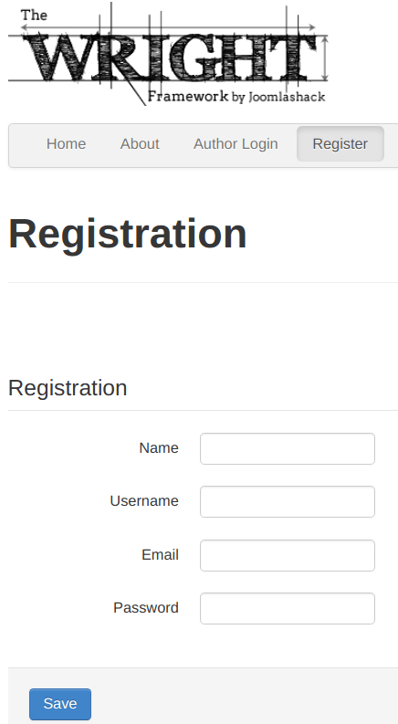 Registration form front end