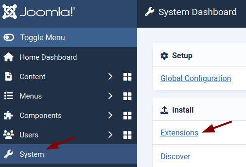 Go to System - Install - Extensions