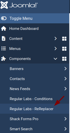 Navigate to Components Regular Labs - ReReplacer