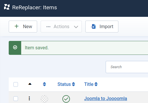 Check the Item Saved message
