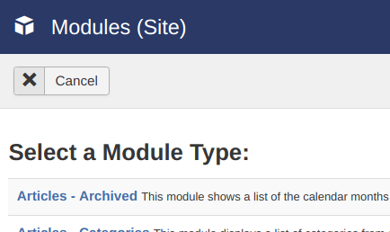 select a module type