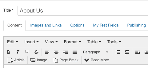 fields in Joomla articles