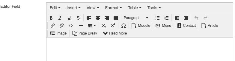 editor field in Joomla