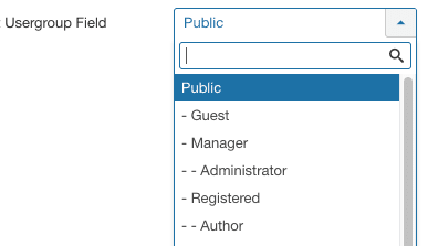 kasutajagrupi väli Joomlas