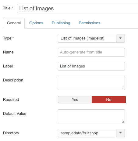 list of images options
