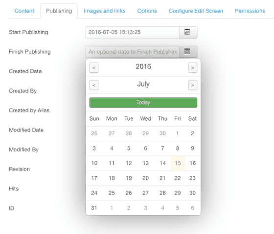 Joomla data time picker