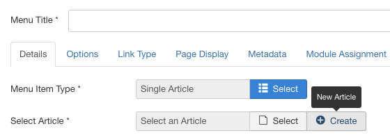 new articles with menu links in Joomla 3.7