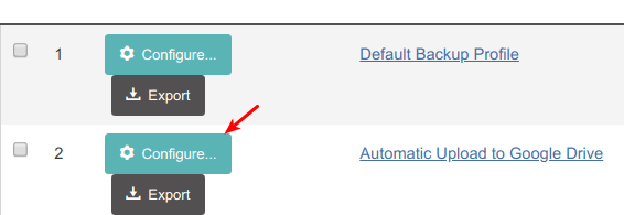 click configure