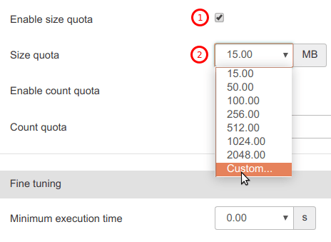 enable size quota