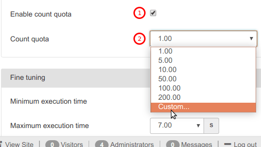 enable quota by count of backups