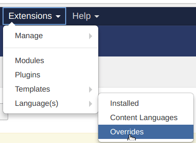 extensions language overrides