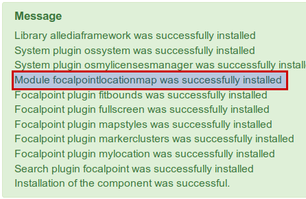 The Location Map module was successfully installed