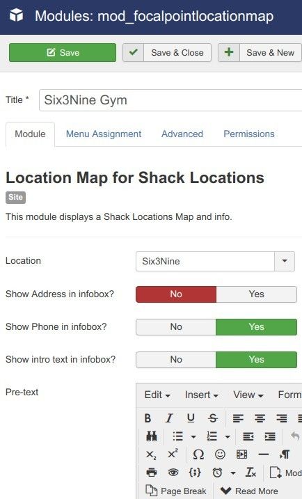 the module settings