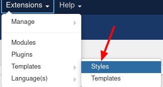 go to extensions templates styles