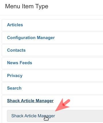 create the shack article manager menu item