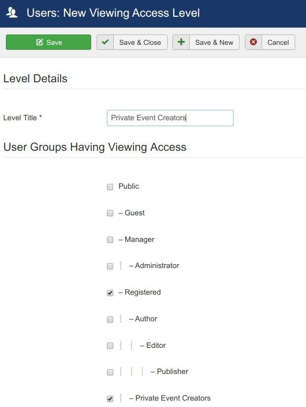 create new access level