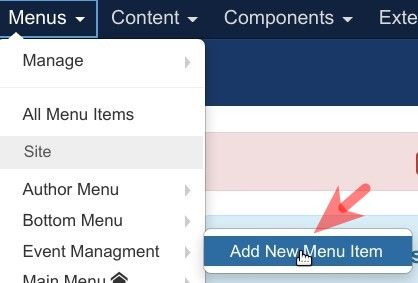 go to event management add new menu item