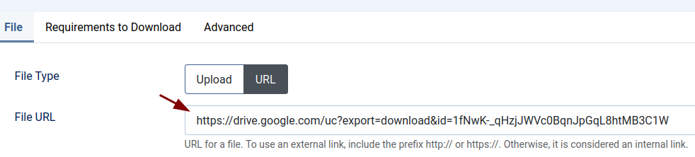 the file url field