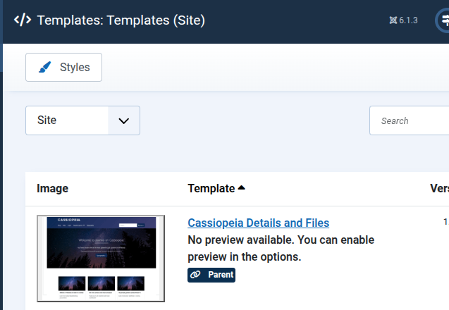 The Template link