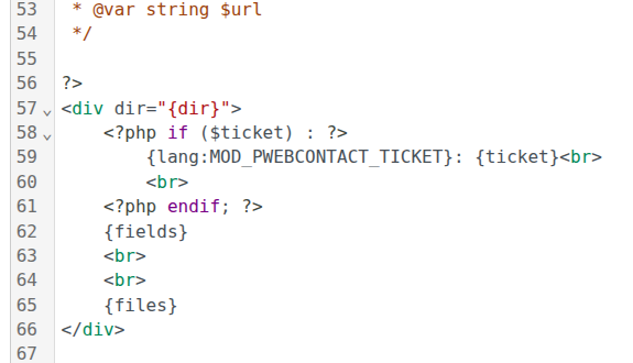 The updated user.php file