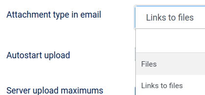 the attachment type in email setting