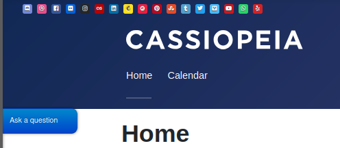 social icons at the top of a home page