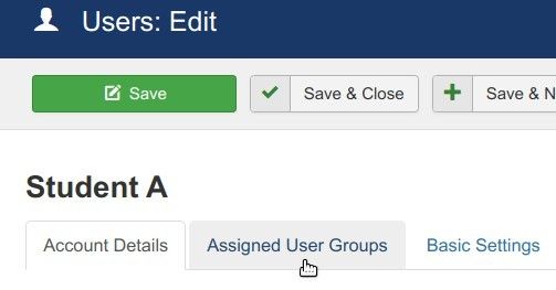 click the assigned user groups tab