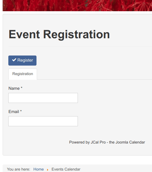 default registration form