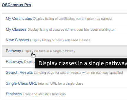 single pathway menu item