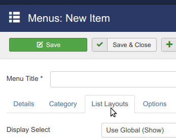 click list layout tab