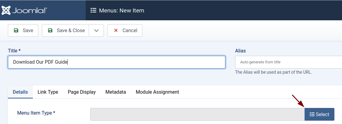the select button