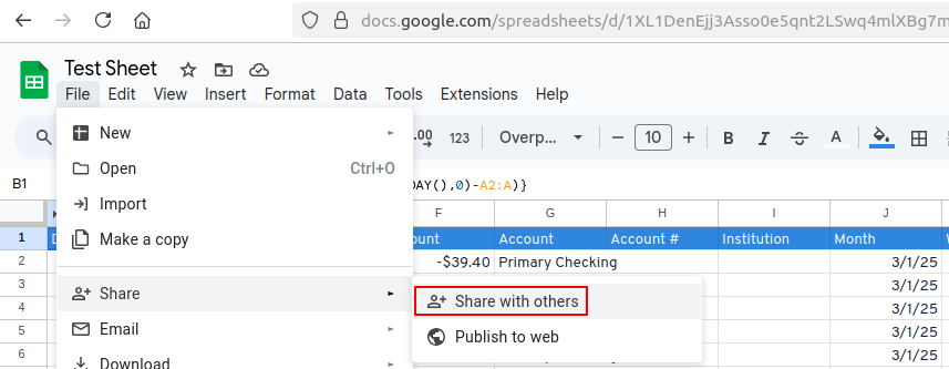 The Share with Others link