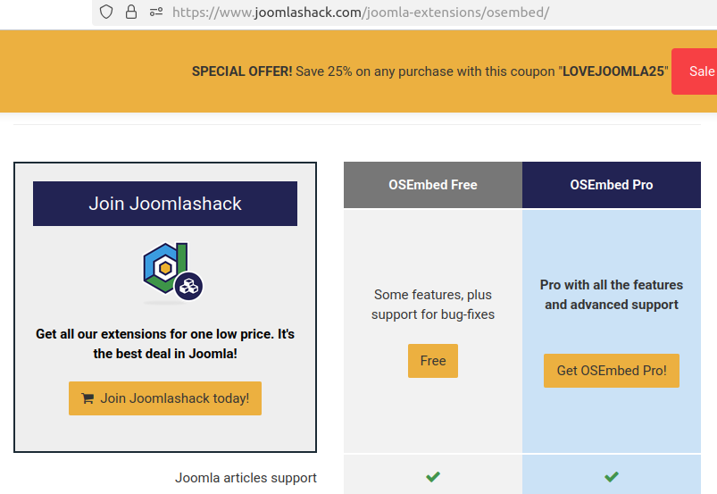 links to osembed free and pro installation packs