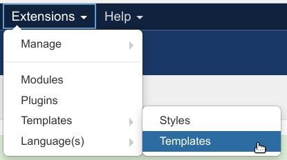 go to extensions templates templates