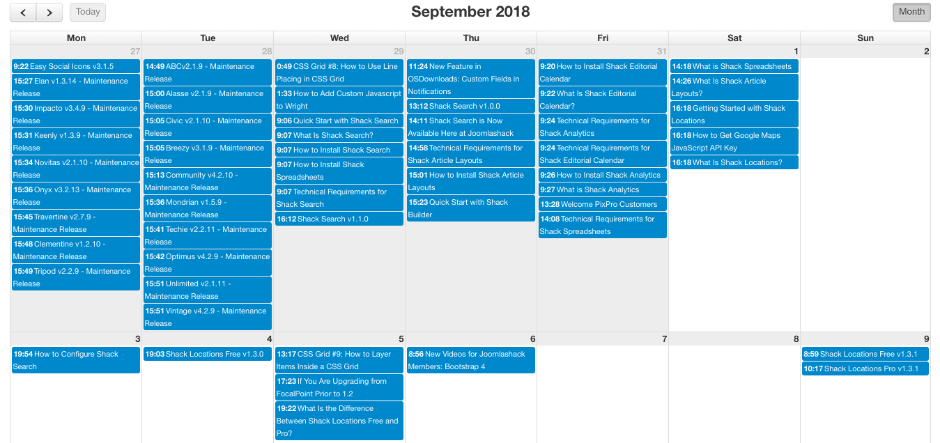 shack calendar joomlashack