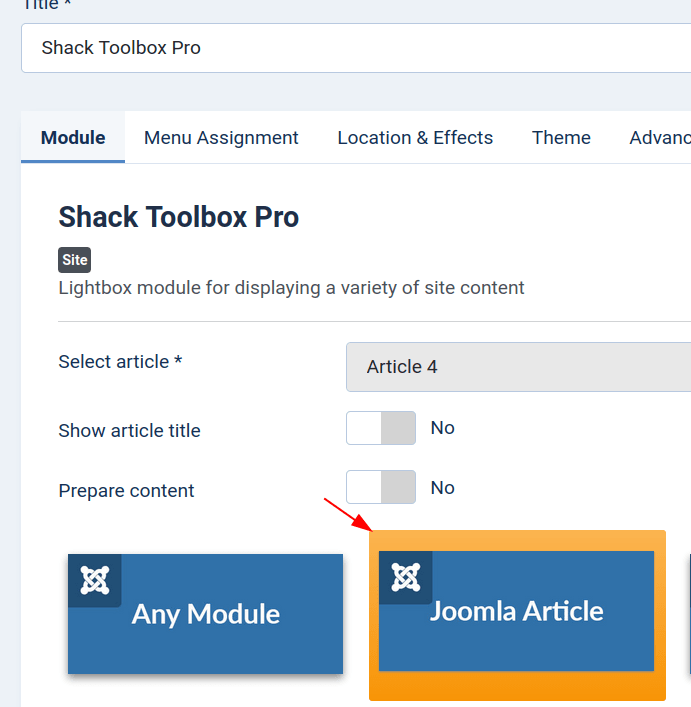 the joomla article box