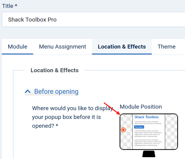 the module position button